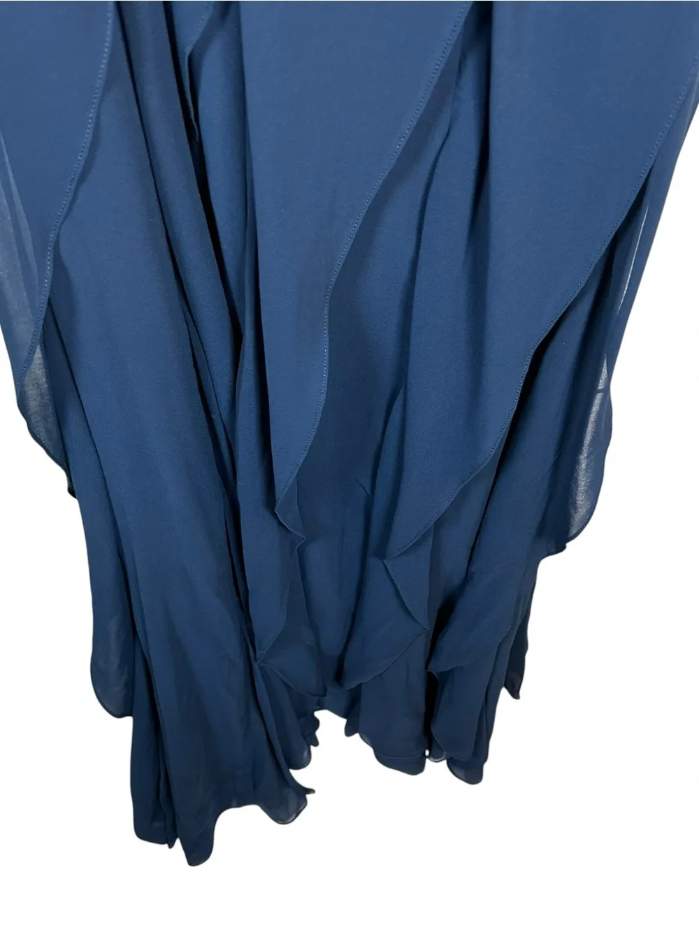 Tadashi Shoji Off-Shoulder Flounce Evening Gown Navy Blue Formal Wedding 8 NWT